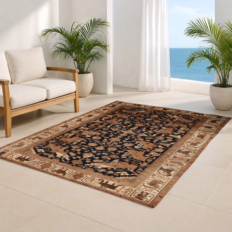 Tapis d'intérieur et d'extérieur brun Persian, Rectangle 4pi x 6 pi