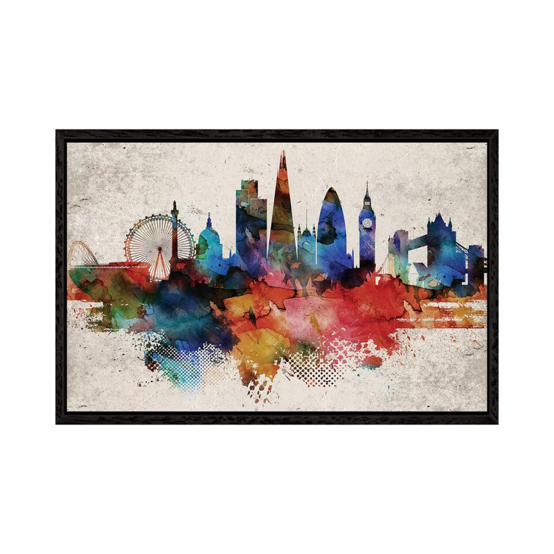 London Abstract - Print on Canvas, Black Framed, 66.04 cm H x 45.72 cm W