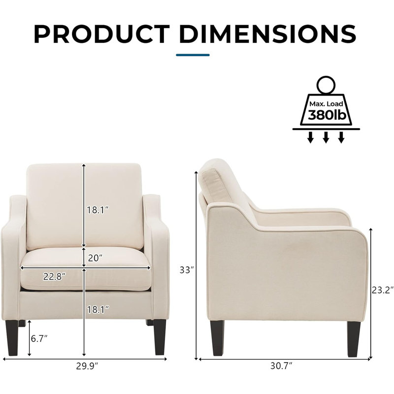 Amaryia 29.9'' Wide Armchair, Beige Linen Blend