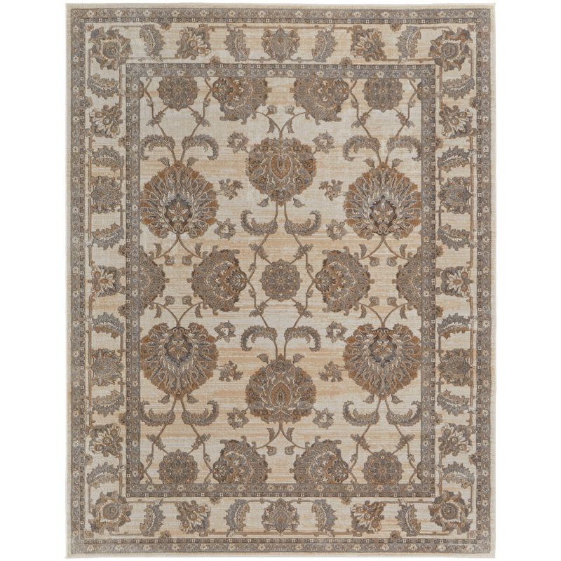 Viscose Floral Indoor Rug, Rectangle 5' x 7'6"