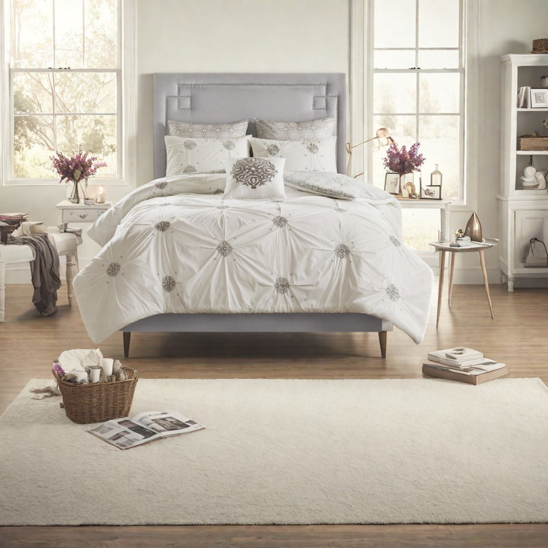 Elegant Reversible Embroidered Bedding Sets, Cotton Comforter For Home