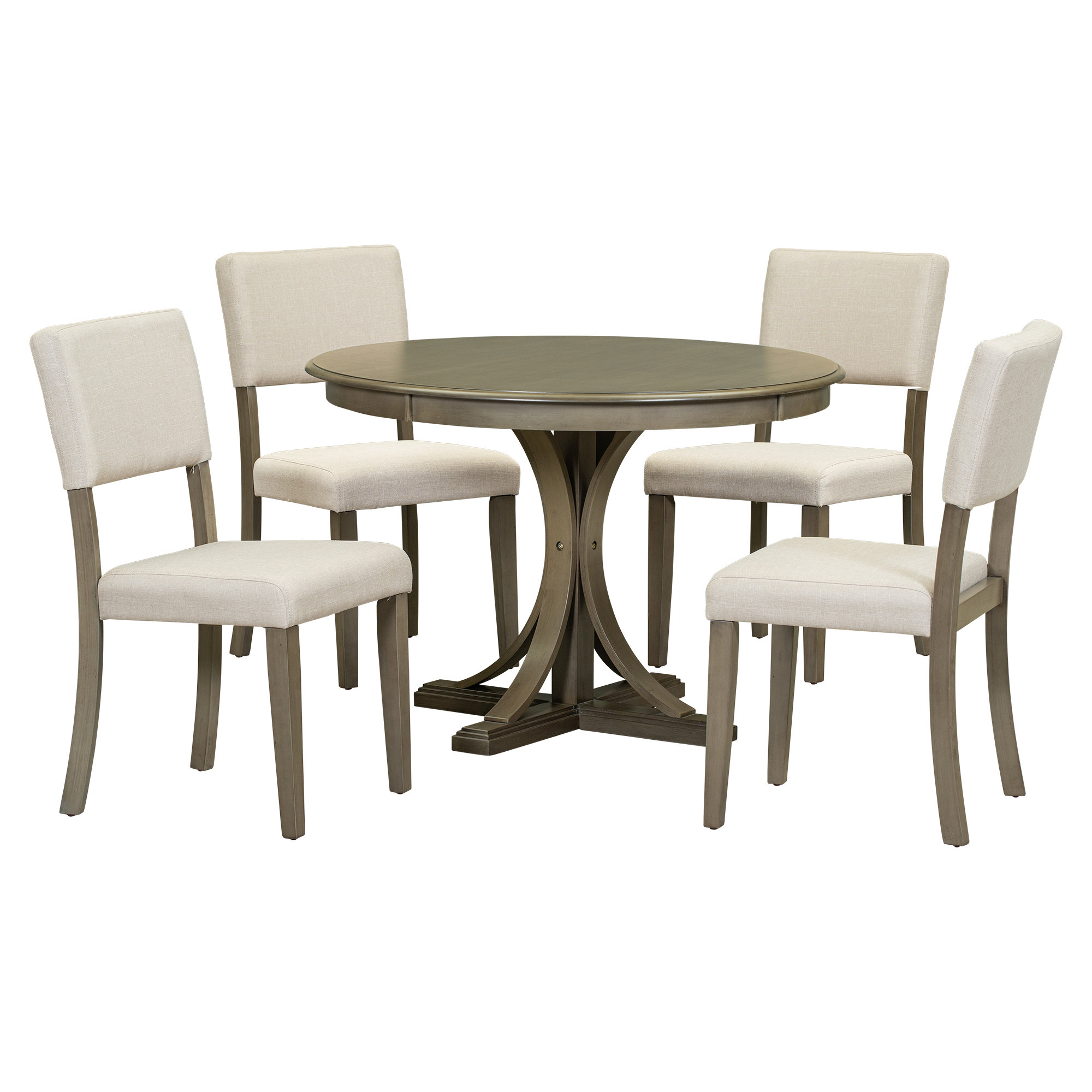 August Grove 5-Piece Retro Round Dining Table Set with Upholstered ...