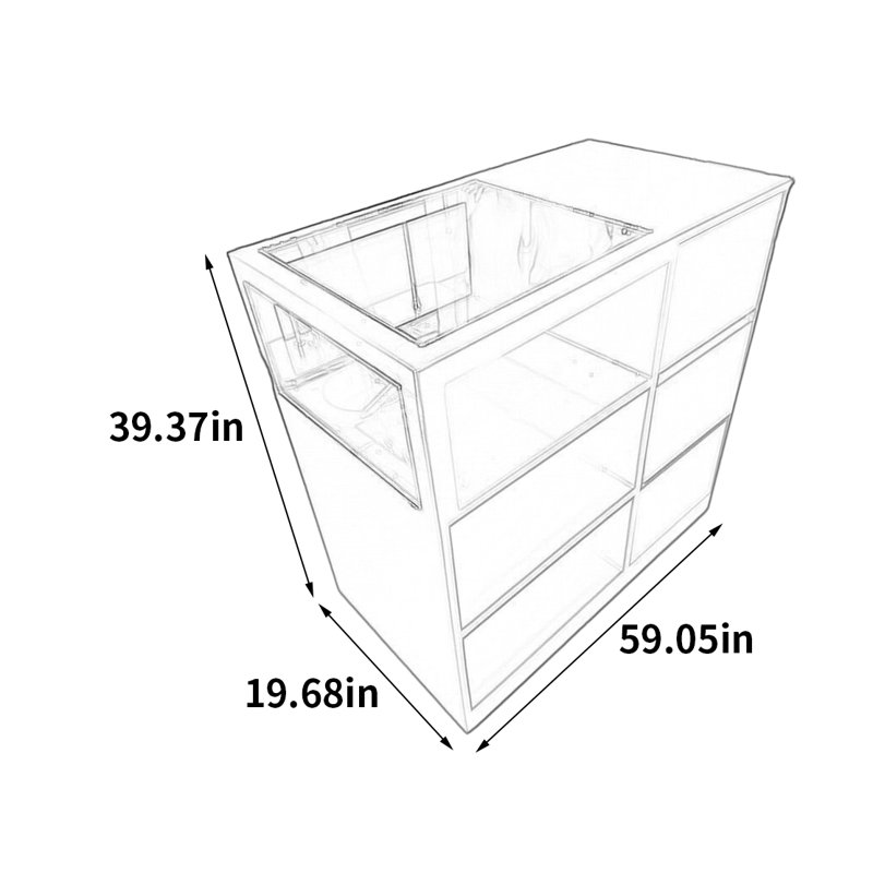 Armoire pour îlot central haut de gamme, H 39,37 po x l 59,05 po x P 19,68 po