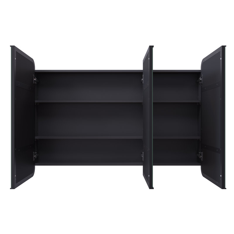 Three Door Steel Frame Square Shape Medicine Cabinet, Black