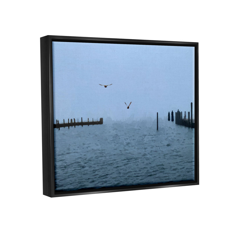 «Dovecove Seagulls Over Ocean Dock Waters», art mural encadré par Jeff Pica, H 17 po x l 21 po x P 1,7 po