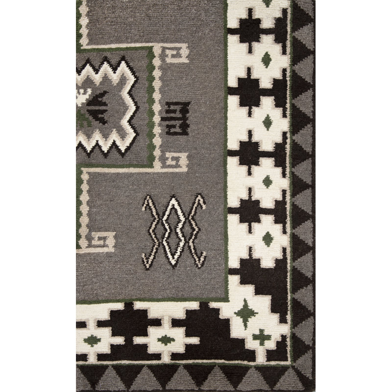 Mesa Hand Knotted Wool Geometric Shapes Area Rug, Rectangle 9' x 12'