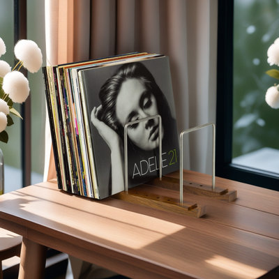 35 Lp Solid Walnut Wood Record Holder For Albums