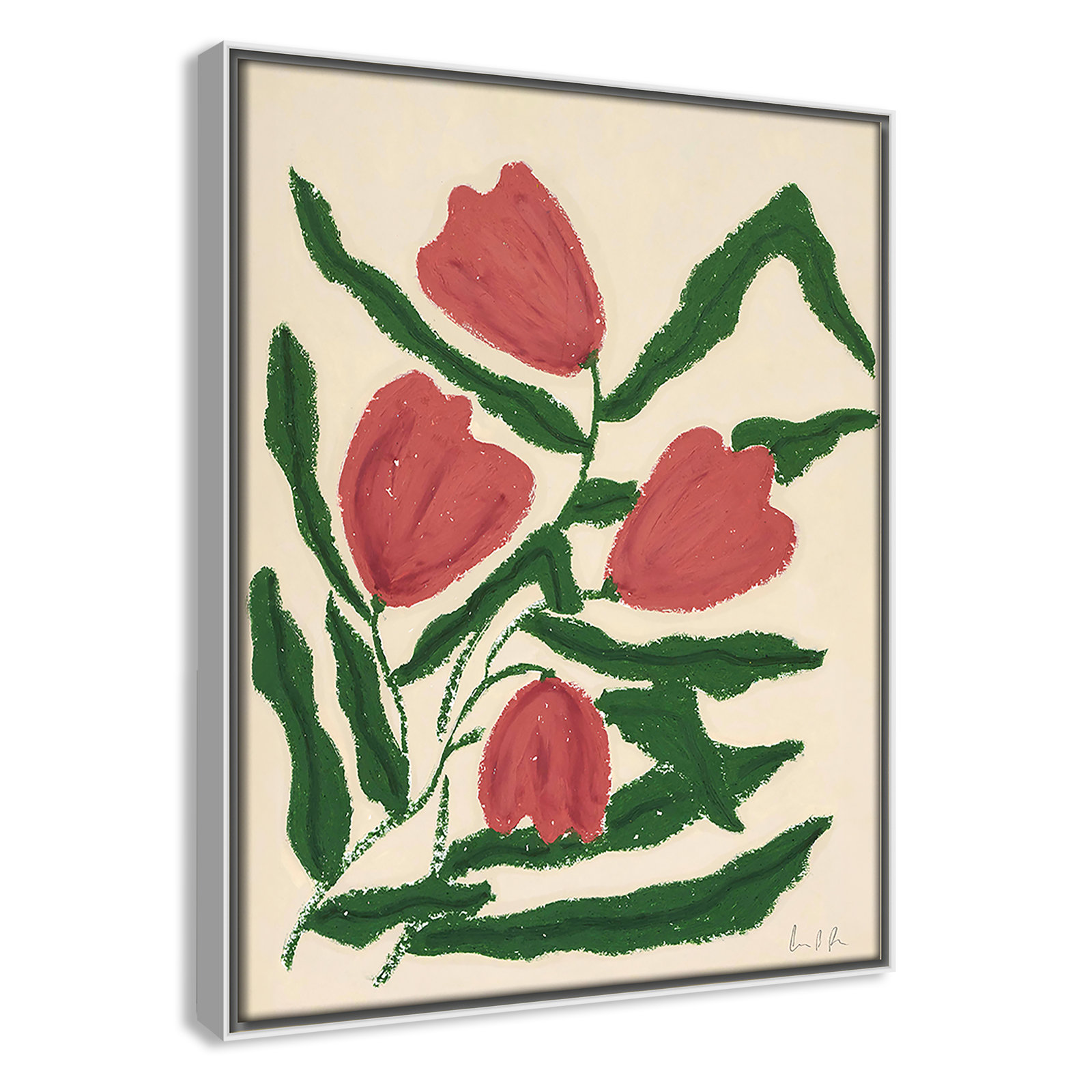 Red Tulips  Print by Camilla Bergqvist, 15.5" H x 12.5" W, White