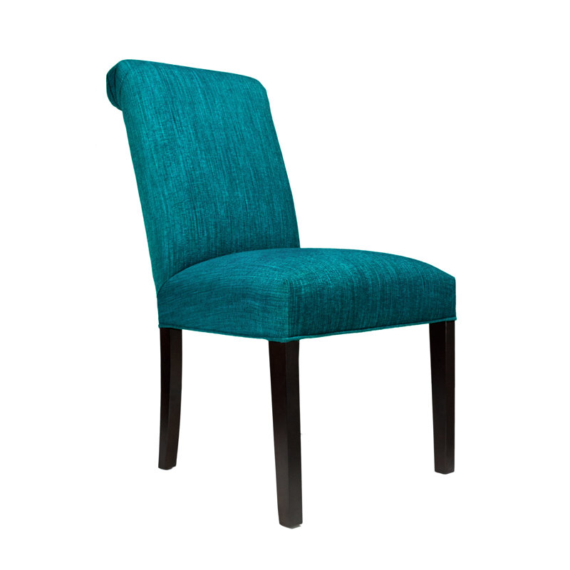 19'' H Upholstered Side Chair, Espresso, Luck Turquoise