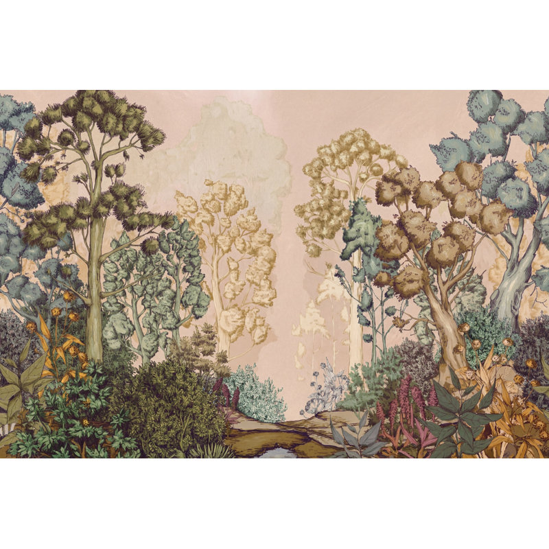 Papier peint vert forêt, 100 po x 96 po, Peler et coller