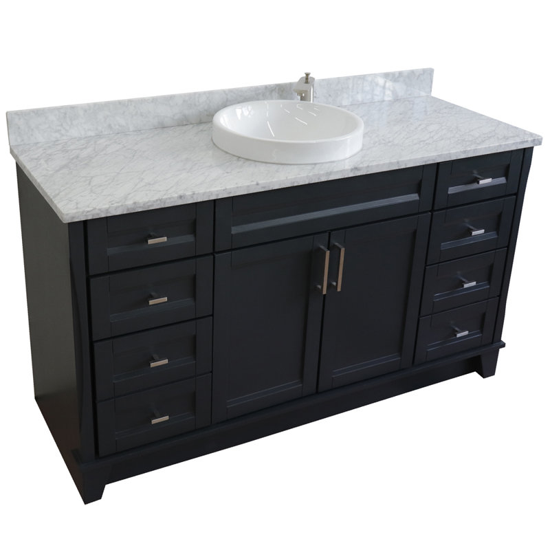 Ensemble de meuble-lavabo simple 61 po Strattenburg, Marbre de Carrare blanc
