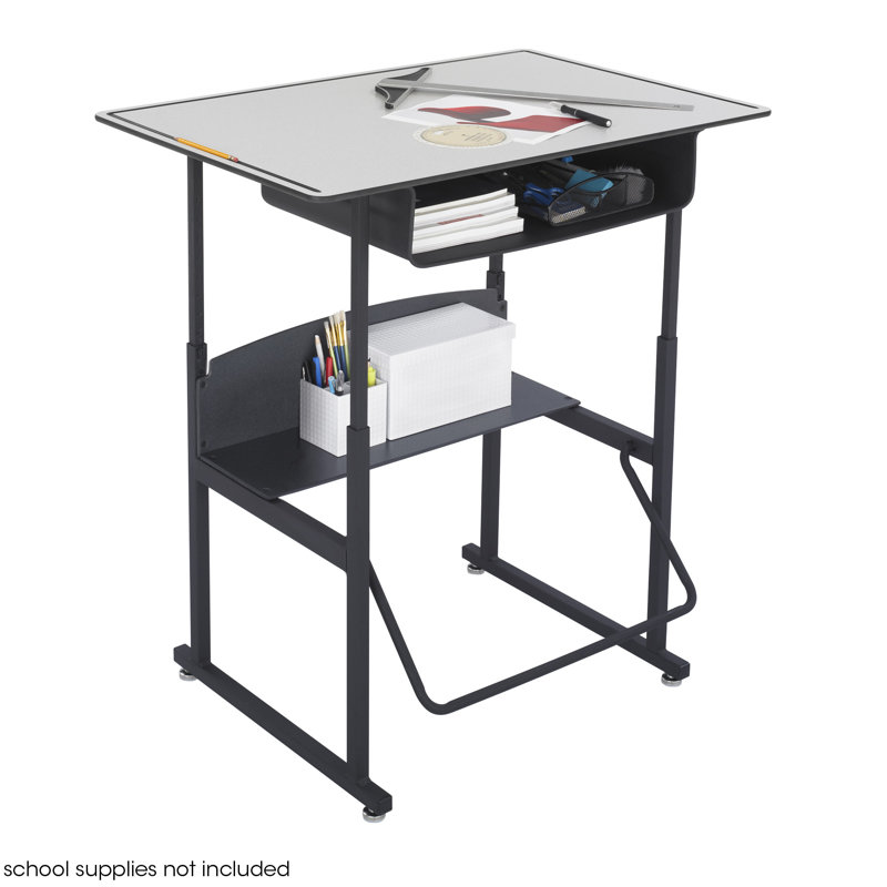 ErgoActive 36" Black Steel Adjustable Height Desk with Dry Erase Top