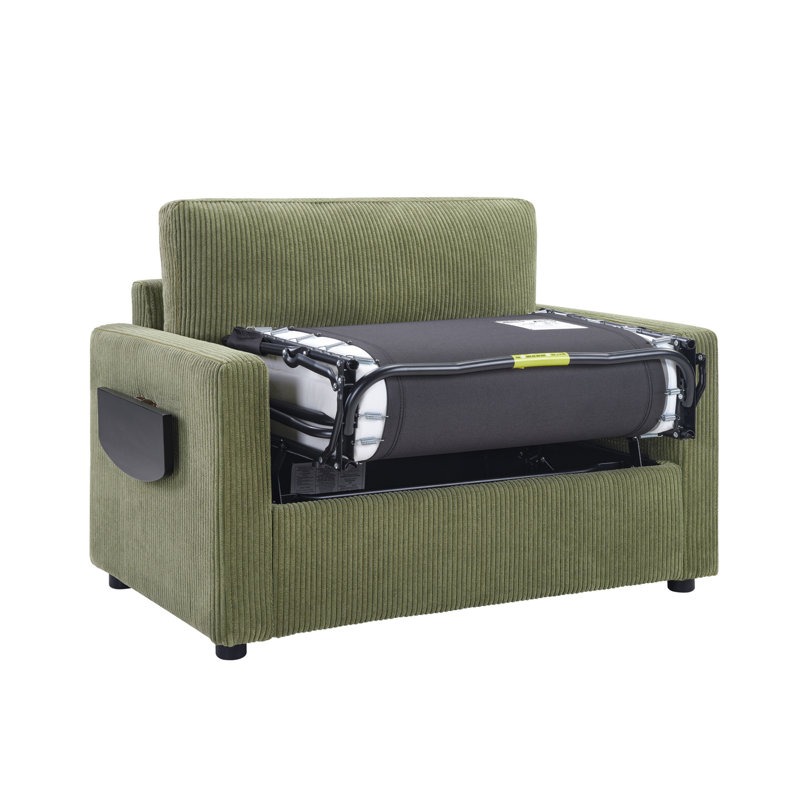 Chaise d'appoint rembourrée, Velours côtelé vert