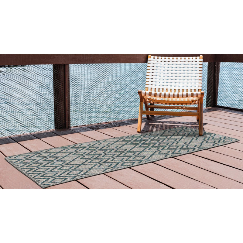 Tapis intérieur / extérieur Turks and Caicos, Gris bleu sarcelle, Rectangle 2 pi x 3 pi 1 po