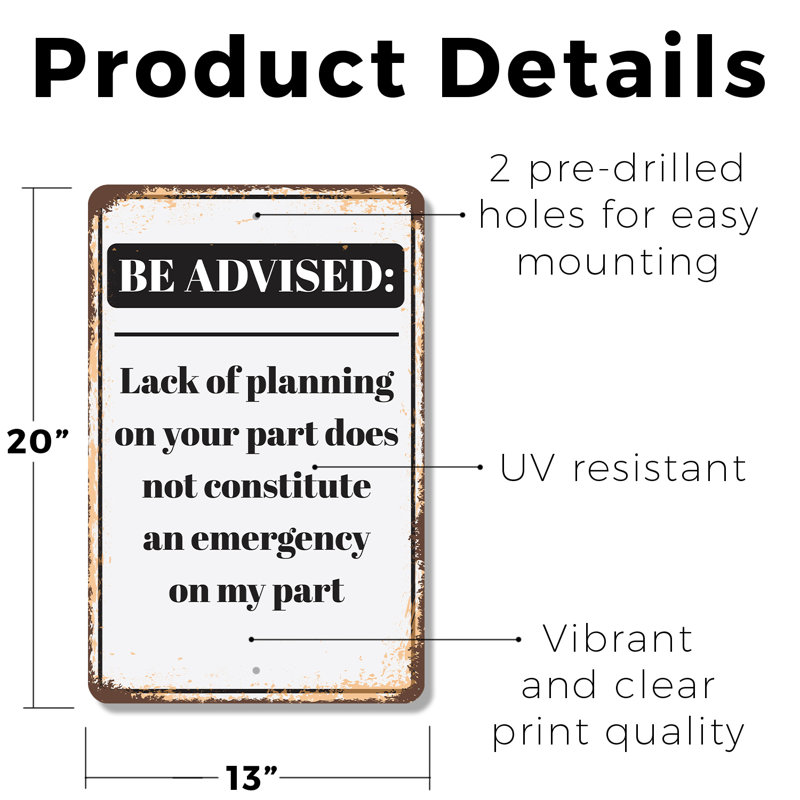 Enseigne en plastique 13 po x 20 po Be Soyez informée, H 13 po x l 20 po x P 0,1 po