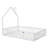 Wood Full Size House Platform Bed with Guardrail, White-1852513636