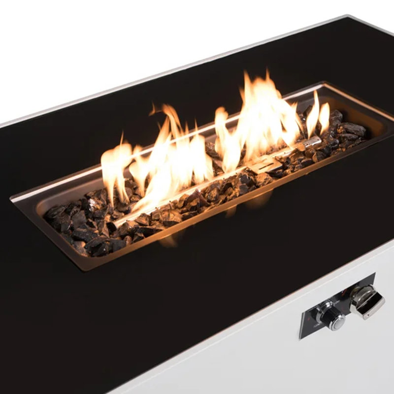 Foyer rectangulaire avec cadre en verre fumé et métal