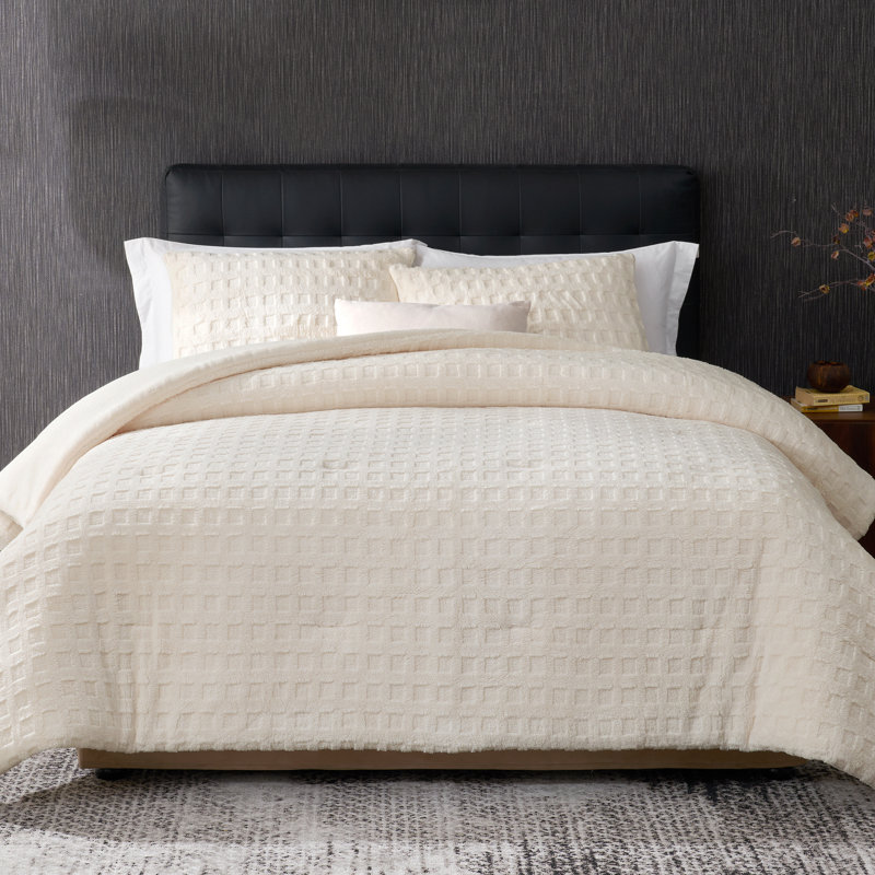 Ensemble d'édredon gaufré moelleux pour l'hiver, kaki, Kaki, Édredon très grand + 2 taies d'oreiller standard
