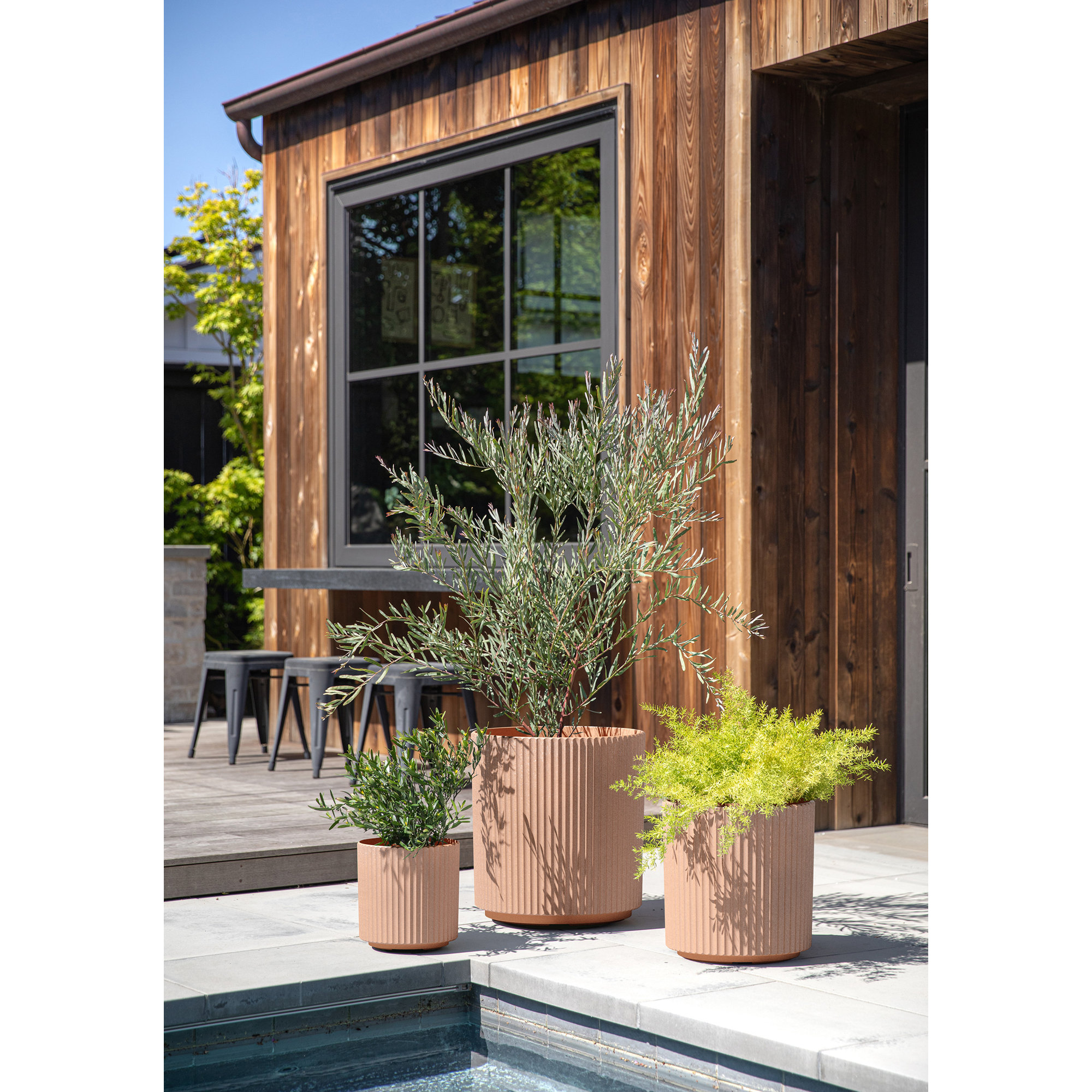 Demi Series Fluted Round Pot Planter (Set of 3), Terracotta