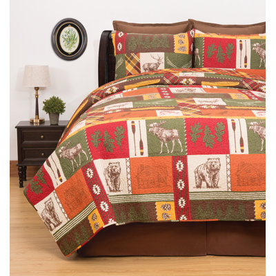 Keaton Forest Cotton Quilted Patchwork Quilt Set