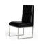 Ensemble de deux chaises d'appoint de salle à manger capitonnées en similicuir noir et argent