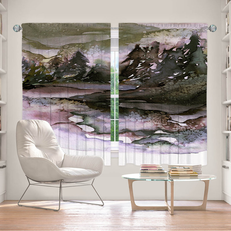 Room Darkening Curtain Pair, 56" W x 78" L, Green/Gray