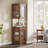 78” Rustic Corner Bookshelf Bookcase With Doors, Corner Display Cabinets With Led Light