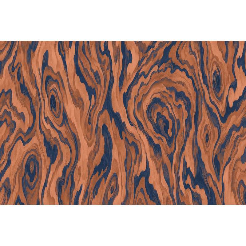 Swirled Wood Grain Wallpaper Navy Veining Wall Mural, 200"x120", Peel and Stick