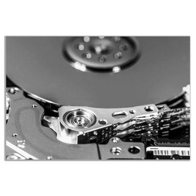 Hard Drive Black And White Modern Photography - Wrapped Canvas Print
