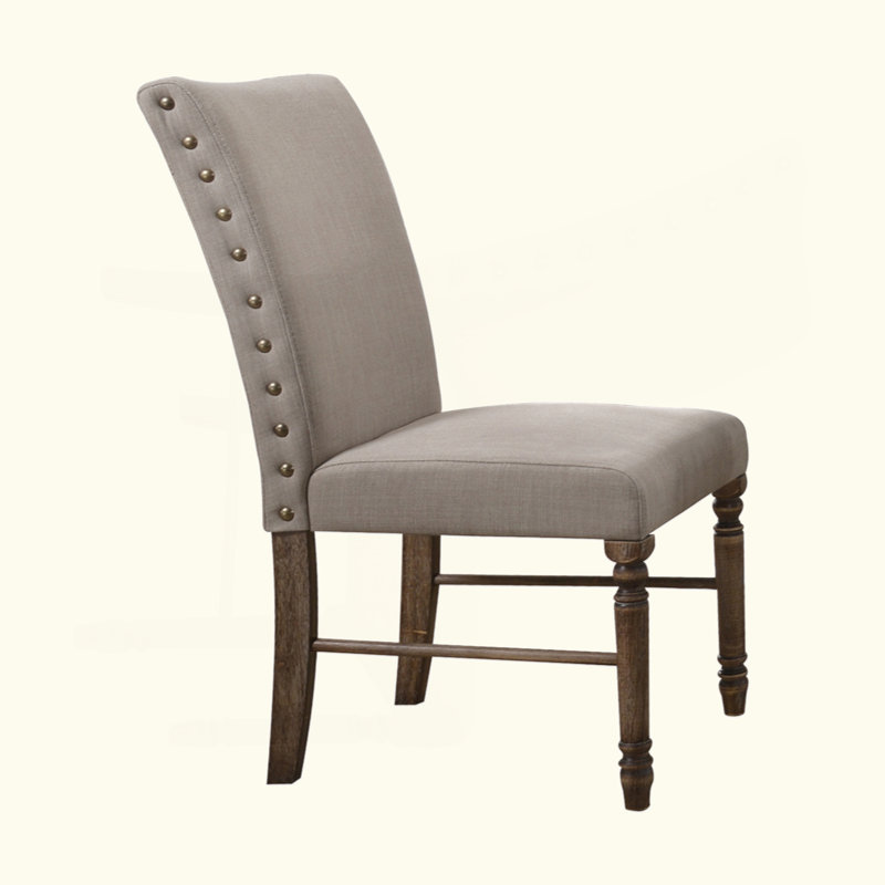 Ensemble de 2 chaises d'appoint Leventis en lin crème et chêne vieilli