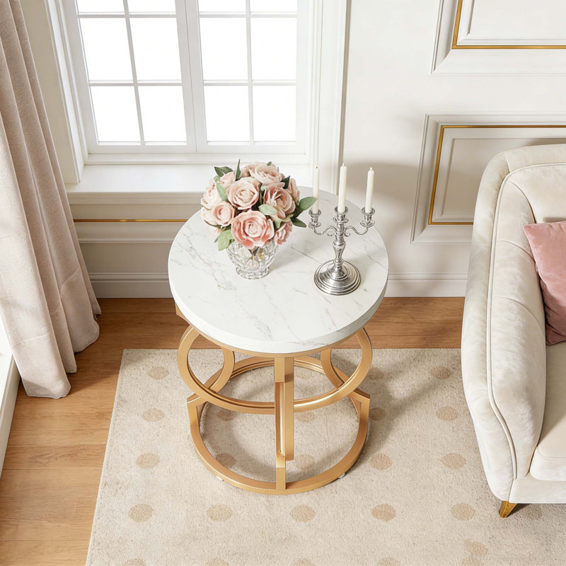 Table de chevet moderne avec plateau en faux marbre