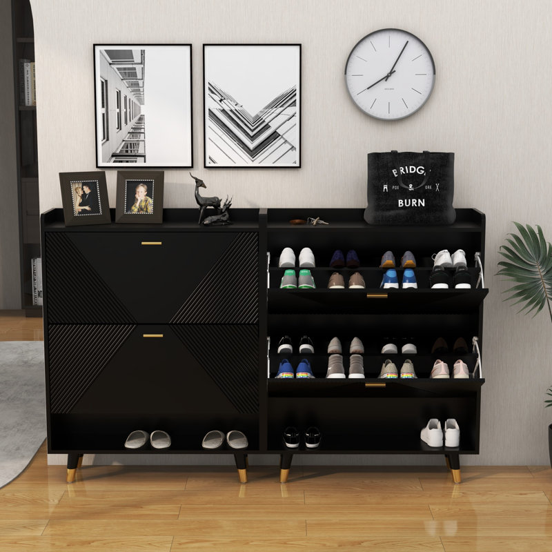 Armoires de rangement pour chaussures, Noir, noir, noir, noir