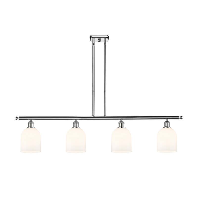 Luminaire suspendu pour îlot de cuisine 4 lumières Odaniel, Blanc lustré, Chrome poli