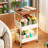 Rolling Storage Table, Carbon Steel+mdf Multi-functional Mobile Side Table