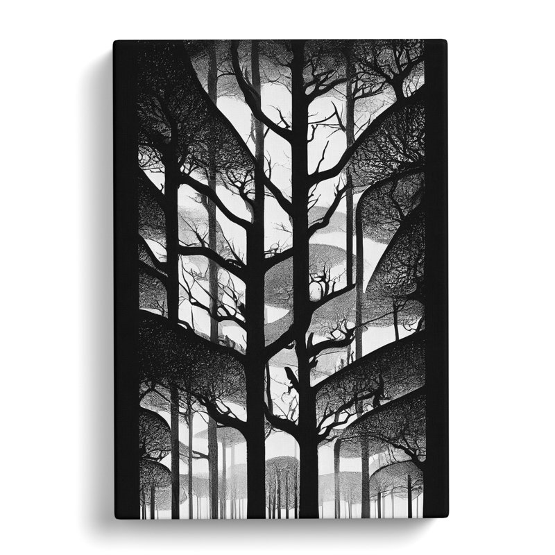 Monochrome Forest - Wrapped Canvas Print, 50cm H x 35cm W x 3cm D
