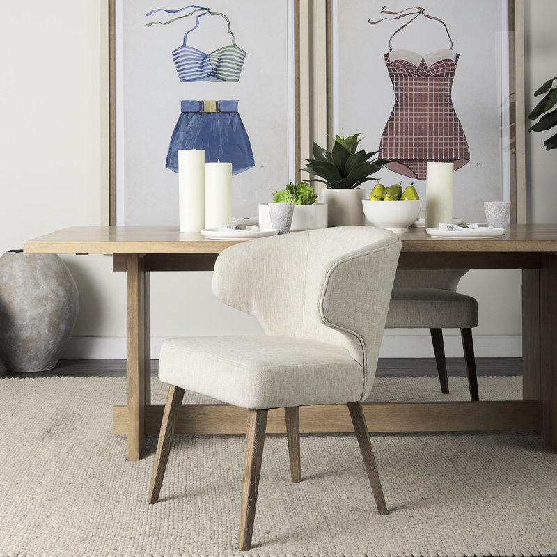 Niles Upholstered Dining Chair, Cream, Medium Brown