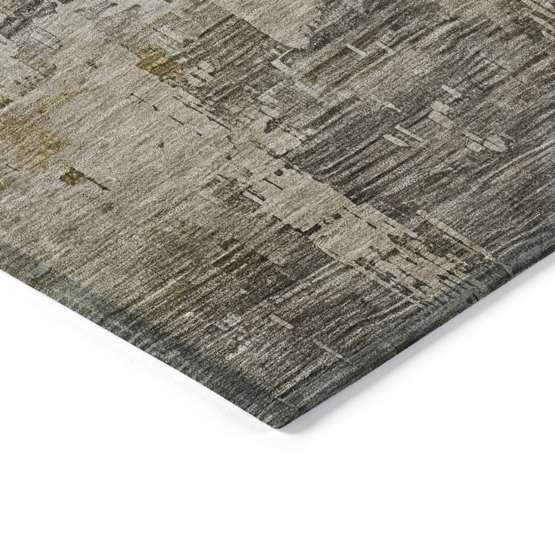 Tapis extérieur lavable abstrait étain et blé 3 pi x 5 pi