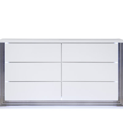 Commode lune lisse blanche avec DEL