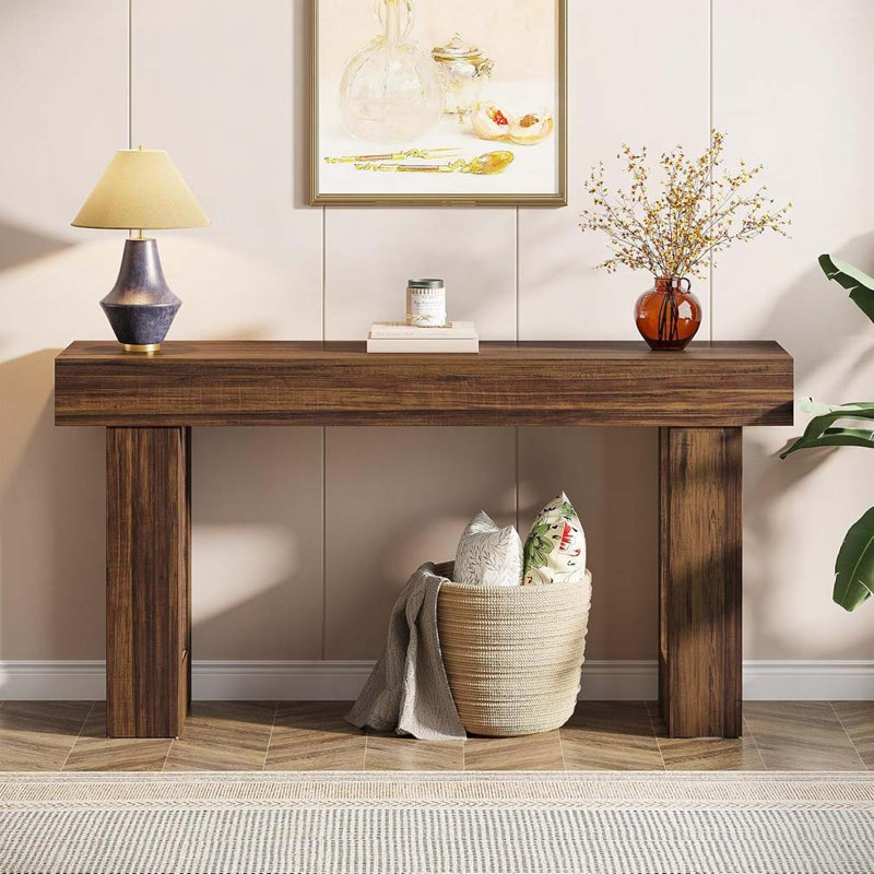 Console 62,99 "Long Farmhouse, Noir, H 31,5 po x l 62,99 po x P 11,8 po