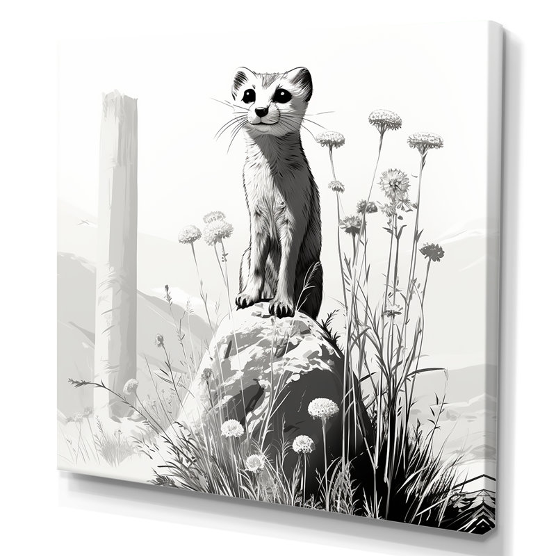 «Grey Meadow», art mural Meercat rétro, Toile tendue, 36" H x 36" W
