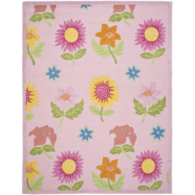 Claro Floral Handmade Tufted Pink Area Rug