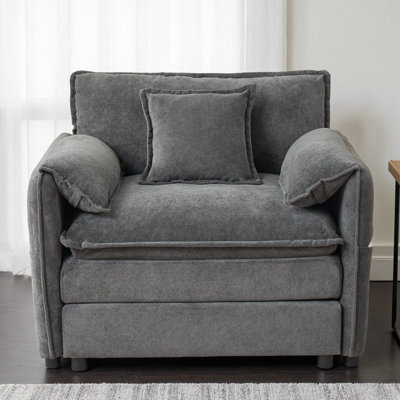 Fauteuil modulaire surdimensionné de 41,73 po - Fauteuil rembourré en chenille moderne avec 1 coussin décoratif, canapé de lecture à assise profonde pour salon, chambre à coucher ou appartement, combinaison de bricolage