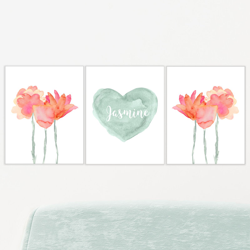 «Sage Green and Pink», H 10 po x l 8 po