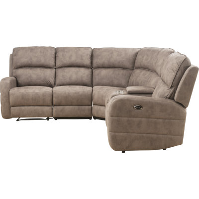 Hideyoshi Leather Power Reclining Curved Sectional Symmetrical