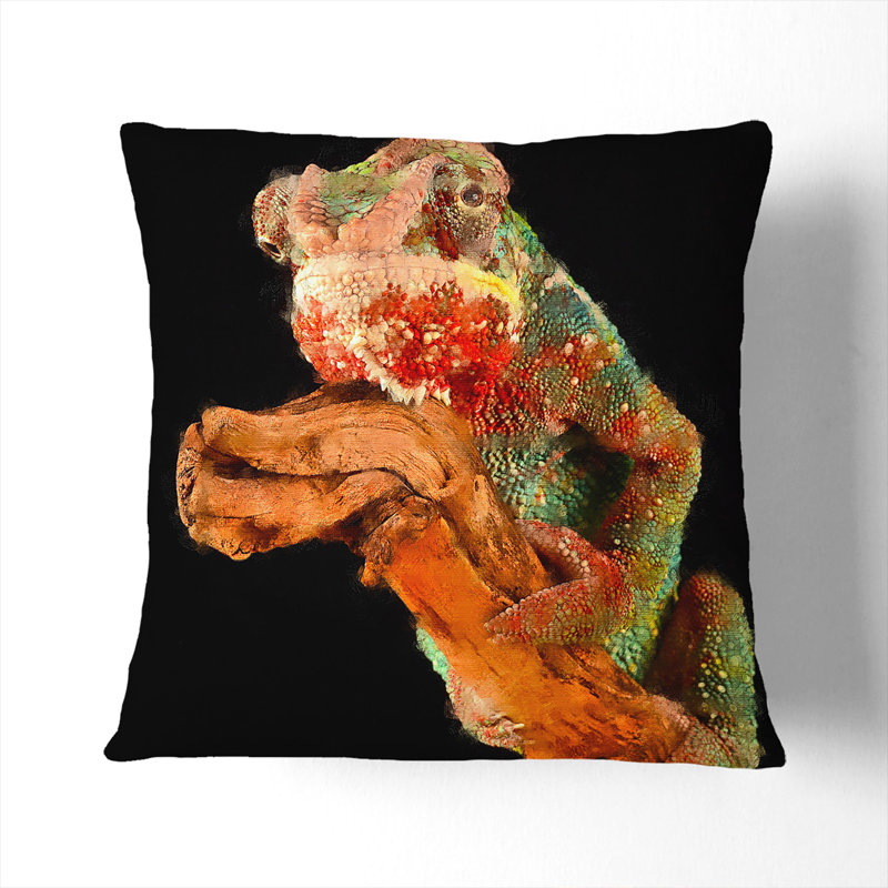 Chameleon Painting Square Throw Cushion, Stone, 40cm H x 40cm W x 15cm D