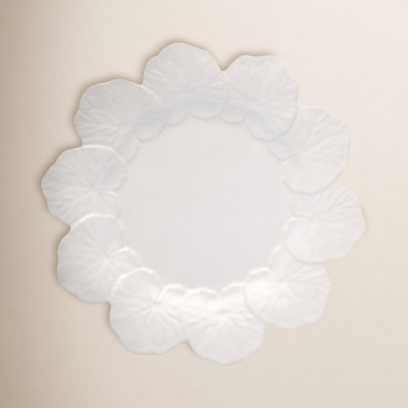 Geranium Earthenware Dinner Plate, White