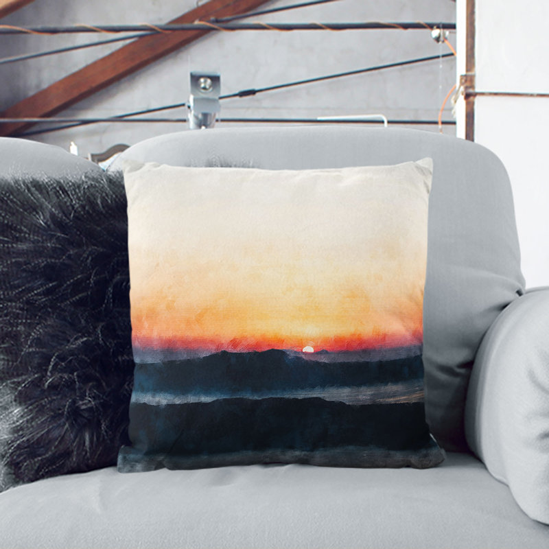 Sunrise in Greece Cushion with Filling, White, 40cm H x 40cm W x 15cm D