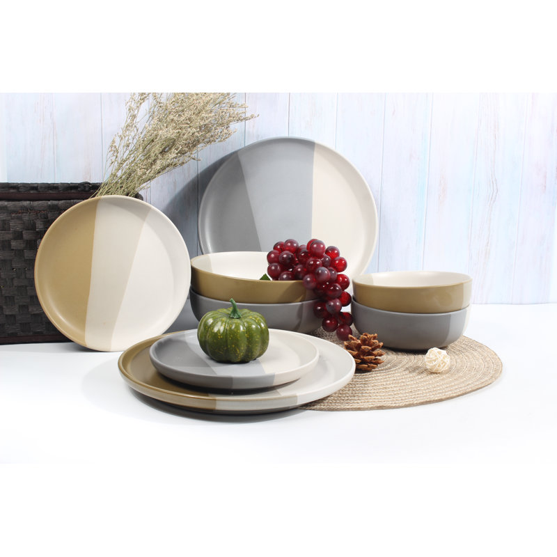 Service de table 16 pièces, service pour 4 Piermont Natural, Beige/Brun clair