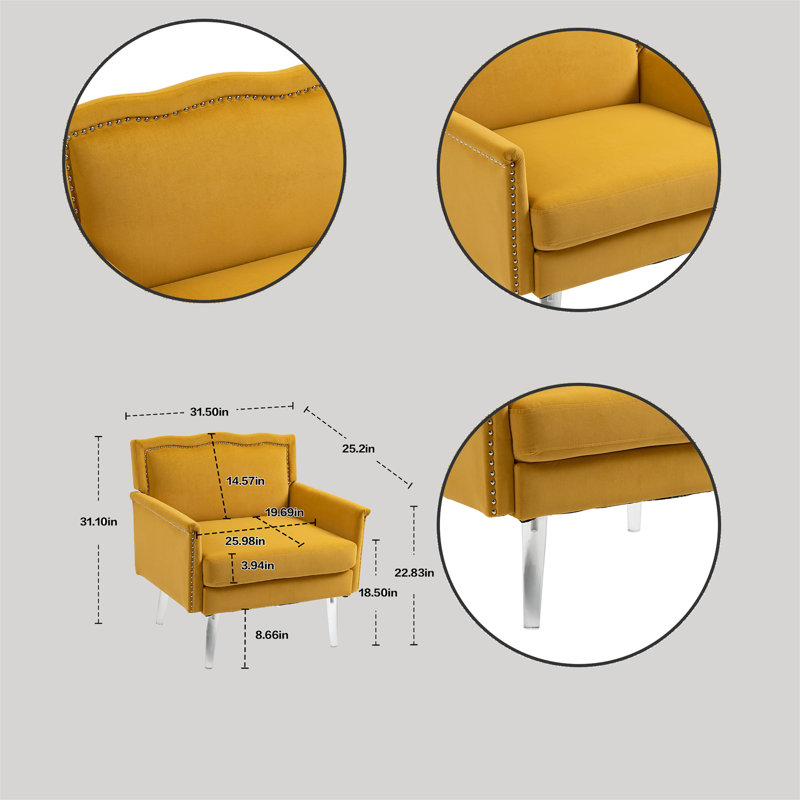 Fauteuil Jeske, Velours jaune