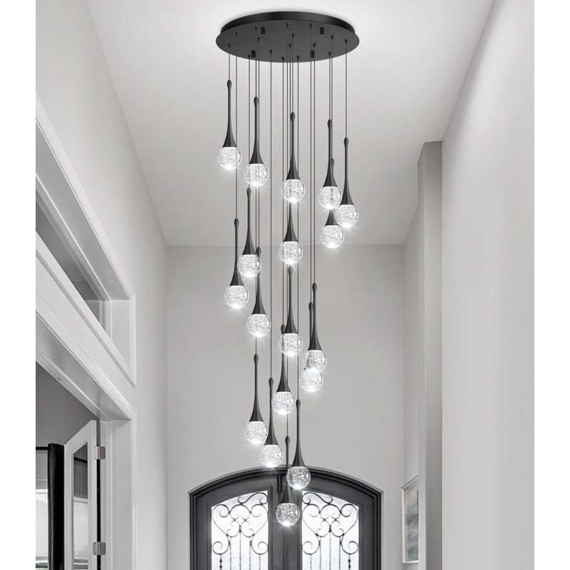 Luminaire suspendu 18 lumières DEL Glam, Noir mat, 18 lumières